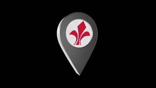 Modern 3D Rotating Map Pin with Fleur-de-lis Icon