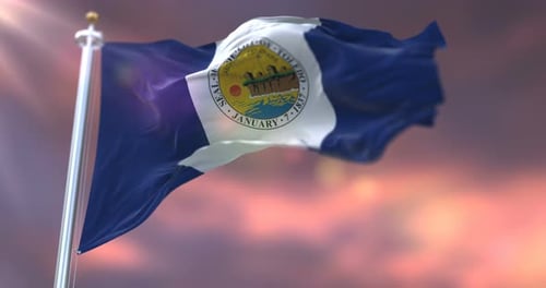 Realistic Flag Waving Animation of City of Toledo