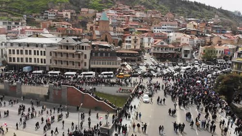 Aerial View of Crowded City Streets
