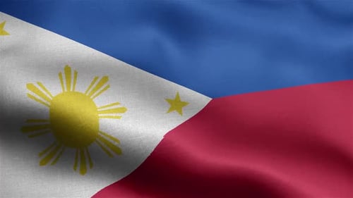 Philippine National Flag Waving with Realistic Fabric Texture