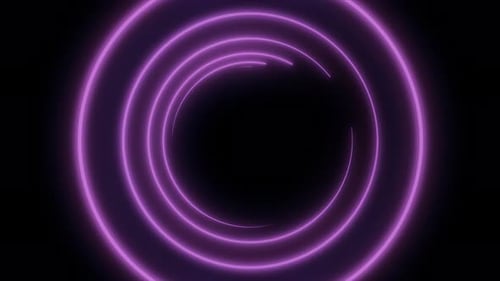 Abstract neon circle loop purple motion background