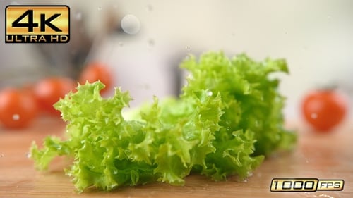 Fresh Lettuce and Tomatoes on Cutting Board