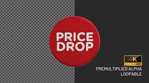 Price Drop Rotating Looping Badge with Alpha Channel