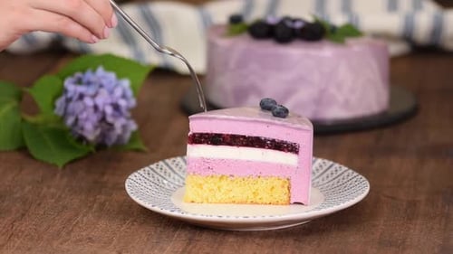 Delicious Blueberry Mousse Cake with Delicate Layers