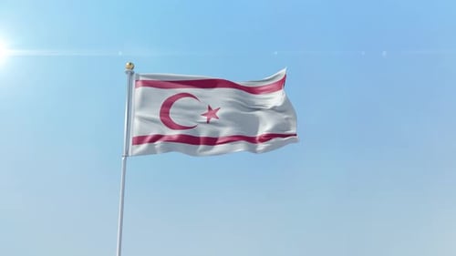 Realistic Waving Flag of Northern Cyprus Animation