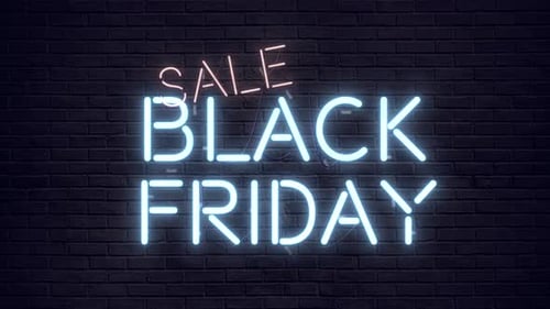 Black Friday Sale Neon Sign Light Up Animation