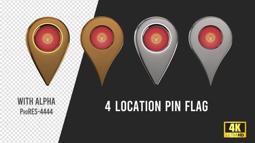 3D Gold and Silver Rotating Location Pin Flags Pack