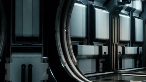 3D-Rendering eines realistischen SciFi-Raumschiffkorrid