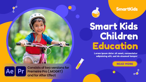 Dynamic Kids Education Promo with Rounded Text and Geometric Shapes