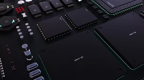 componentes do poder de computação em um chip. animação futurista. tecnologia de computador de próxima geração