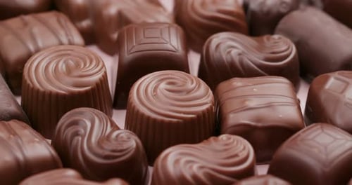 Variety of Milk Chocolate Candies in Close-Up