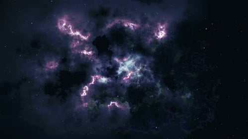 Funkelnde, glänzende blaue Sternpartikelbewegung auf schwarzem Hintergrund, Sternenlicht-Weltraumnebel