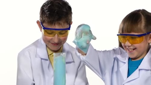 Children Play With Foam in Science Experiment