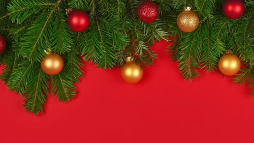 Festive Greenery with Red and Gold Holiday Baubles