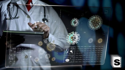 Doctor Looking Virus Data