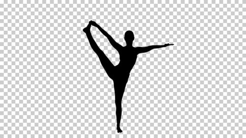 Silhouette de femme pratiquant le yoga debout à Utthita, Alpha Channel