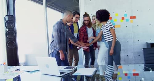 Team Building Exercise in Modern Office