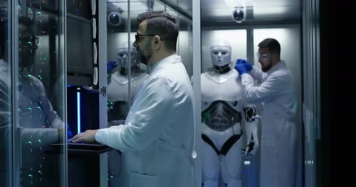 Engineers Testing on Robot Controls
