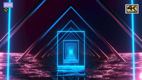 Neon Geometric Tunnel Loop Background