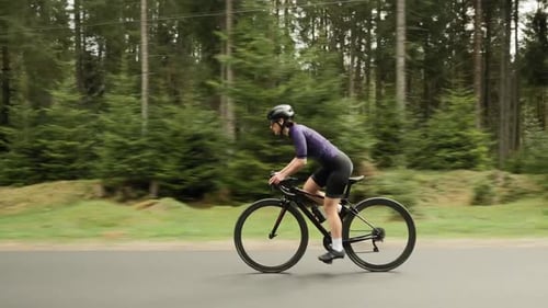 Cycling. Triathlon. Cyclist training on bicycle.