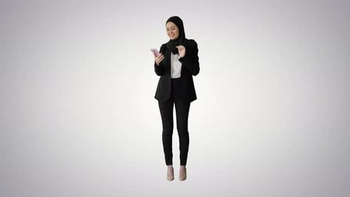 Stylish Woman Using Smartphone on White Background