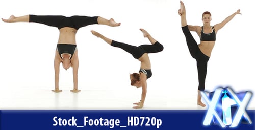 Woman Doing Gymnastics on a White Background