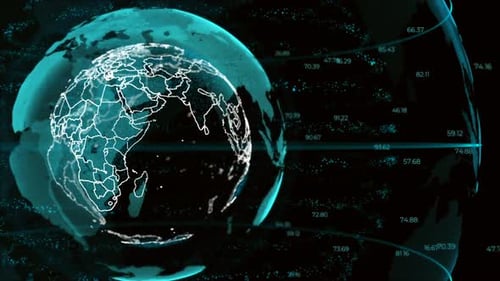 Digital Global Network Connection with Flowing Data Stream