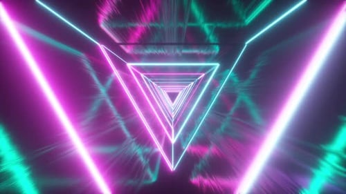 Futuristic Neon Triangular Tunnel Loop