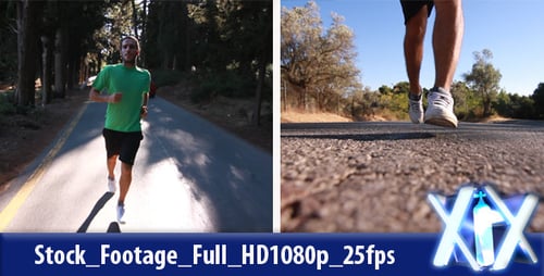 Man Running Through a Forest on Country Road