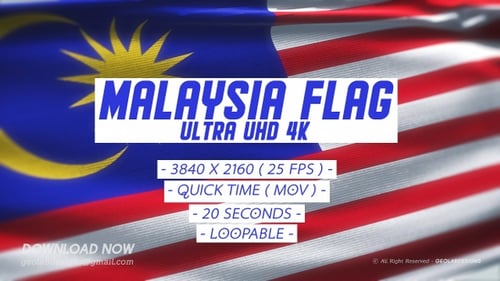 Realistic Waving Malaysian Flag Seamless Loop