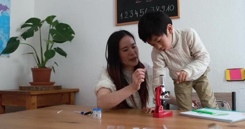 Child Learning with Microscope, Home Education