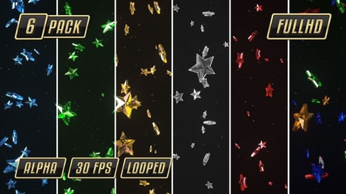 Crystal Stars Falling Animation Loop with Alpha Channel