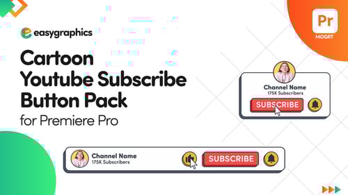 Cartoon Youtube Subscribe Button Pack for Premiere Pro