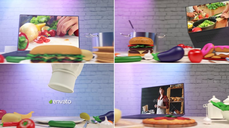3D Food Kitchen Logo Intro Opener Animation, Openers ft. food & kitchen ...