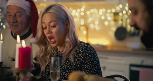 Family Christmas Dinner with Festive Holiday Cheer