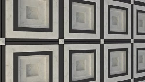 Abstrakte Wand mit schwarzen und weißen Quadraten