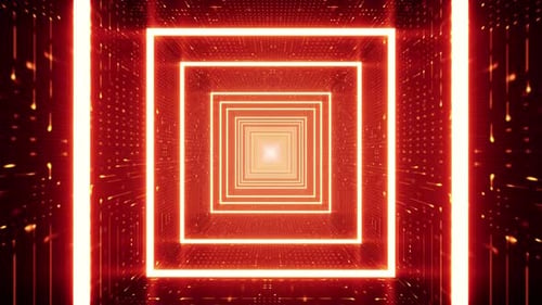 Hypnotic Red Square Light Tunnel