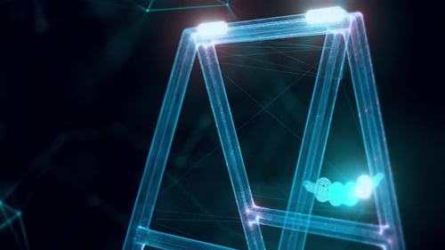 Blank Outdoor Chalkboard Stand Hologram Close Up 4k