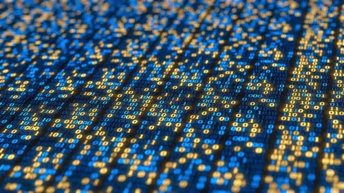 Cuadrícula de Código binarios hecha de ceros y unos