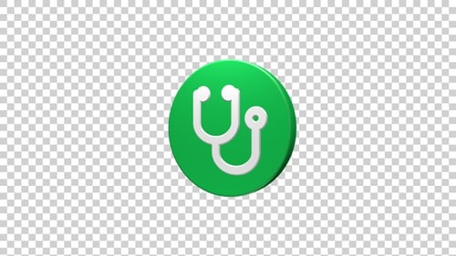 3D Rotating Stethoscope Medical Icon Loop