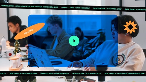 Modern Online Education Course Promotion with Geometric Graphics