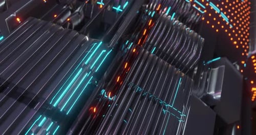 Motion graphic 4K seamless loop of abstract technology, led and particles.