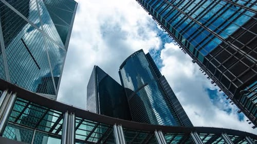 time-lapse of Hong Kong cityscape, skyscraper building at Hong Kong bay