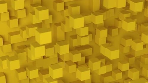 Geometric Yellow 3D Cubes Abstract Motion Background