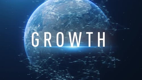Corporate Growth Text Reveal on Digital Earth Background