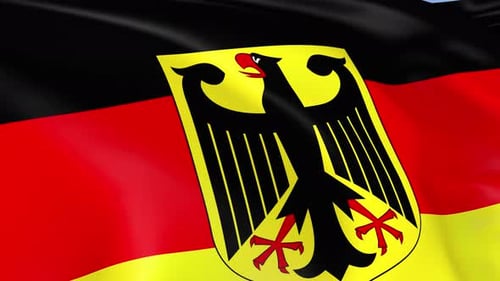 Waving German Flag with Bundesadler Emblem