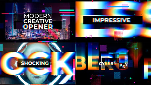 Dynamic Glitch Opener with Modern Geometric Elements
