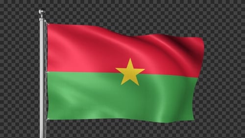 Burkina Faso National Flag Waving Animation
