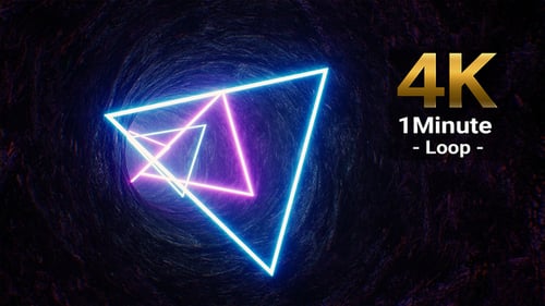 Triangle Neon Light Cave VJ Tunnel Loop 4K