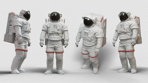 Animated 3D Astronaut Character Performing Various Actions with Alpha Channel